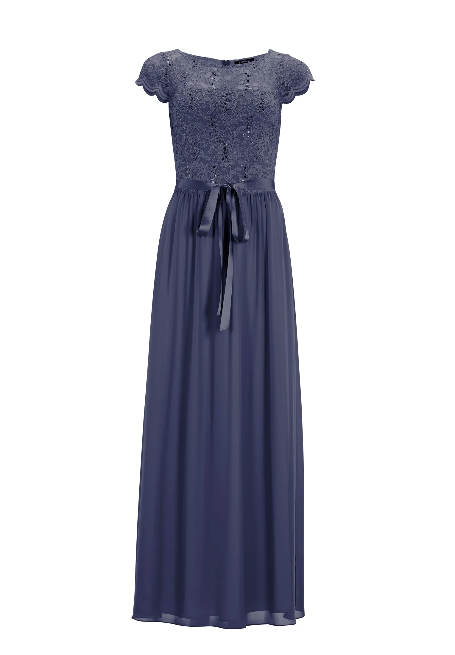 Abendkleid aus Chiffon mit paillettenbesetztem Spitzenoberteil - Image 6