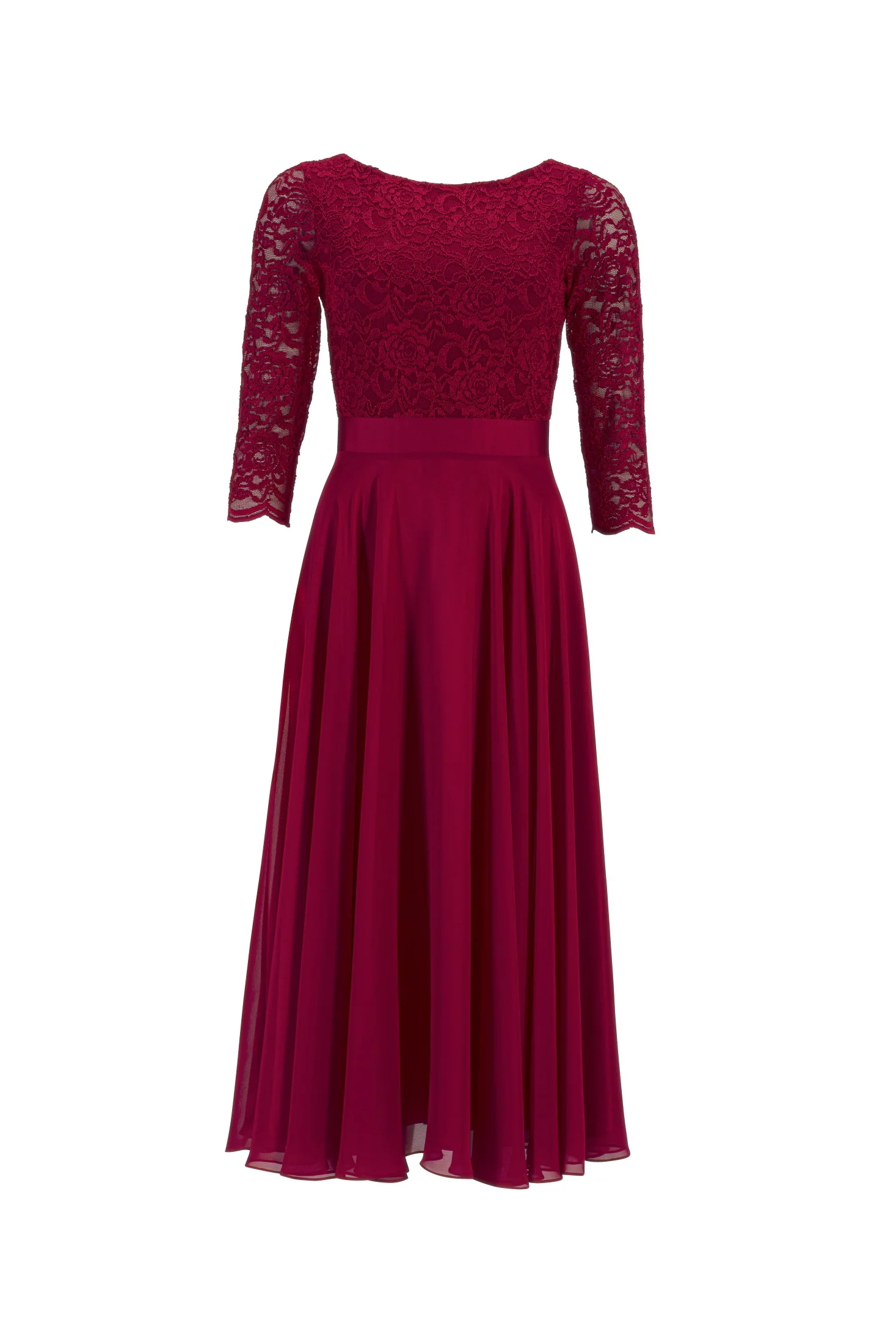 Abendkleid Midi mit Oberteil aus floraler Spitze und Chiffon Rock - Image 30