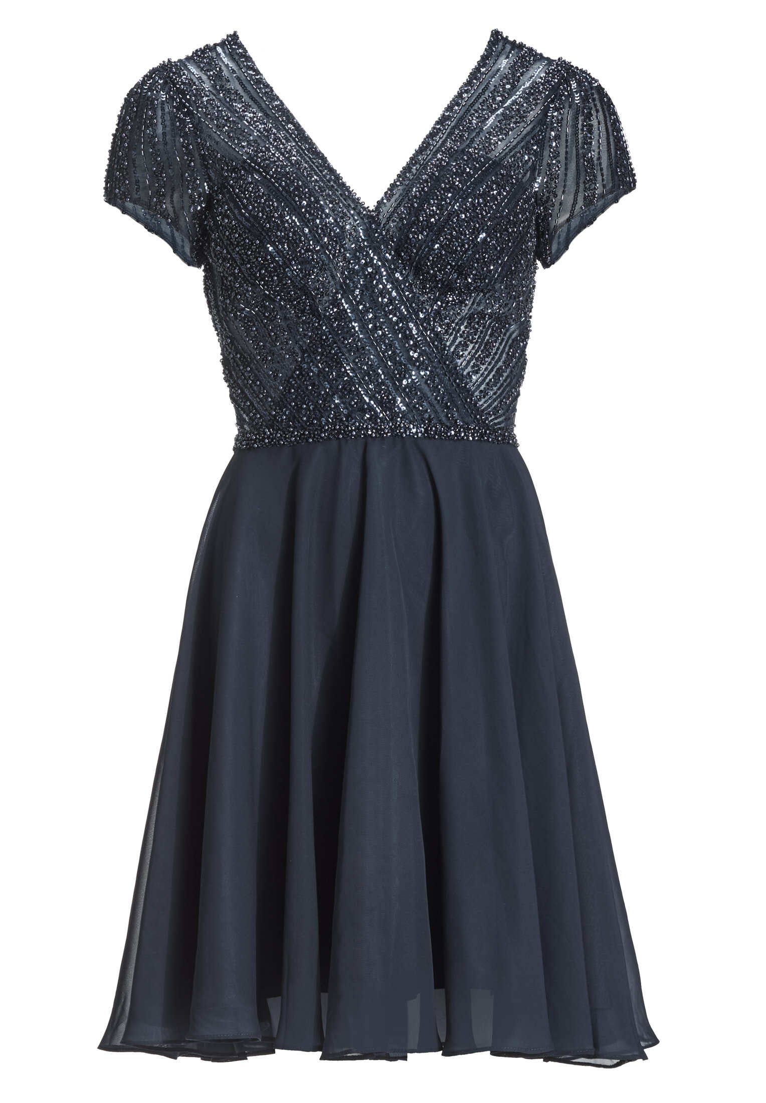 Besticktes Chiffonkleid mit kurzen Ärmeln - Image 6