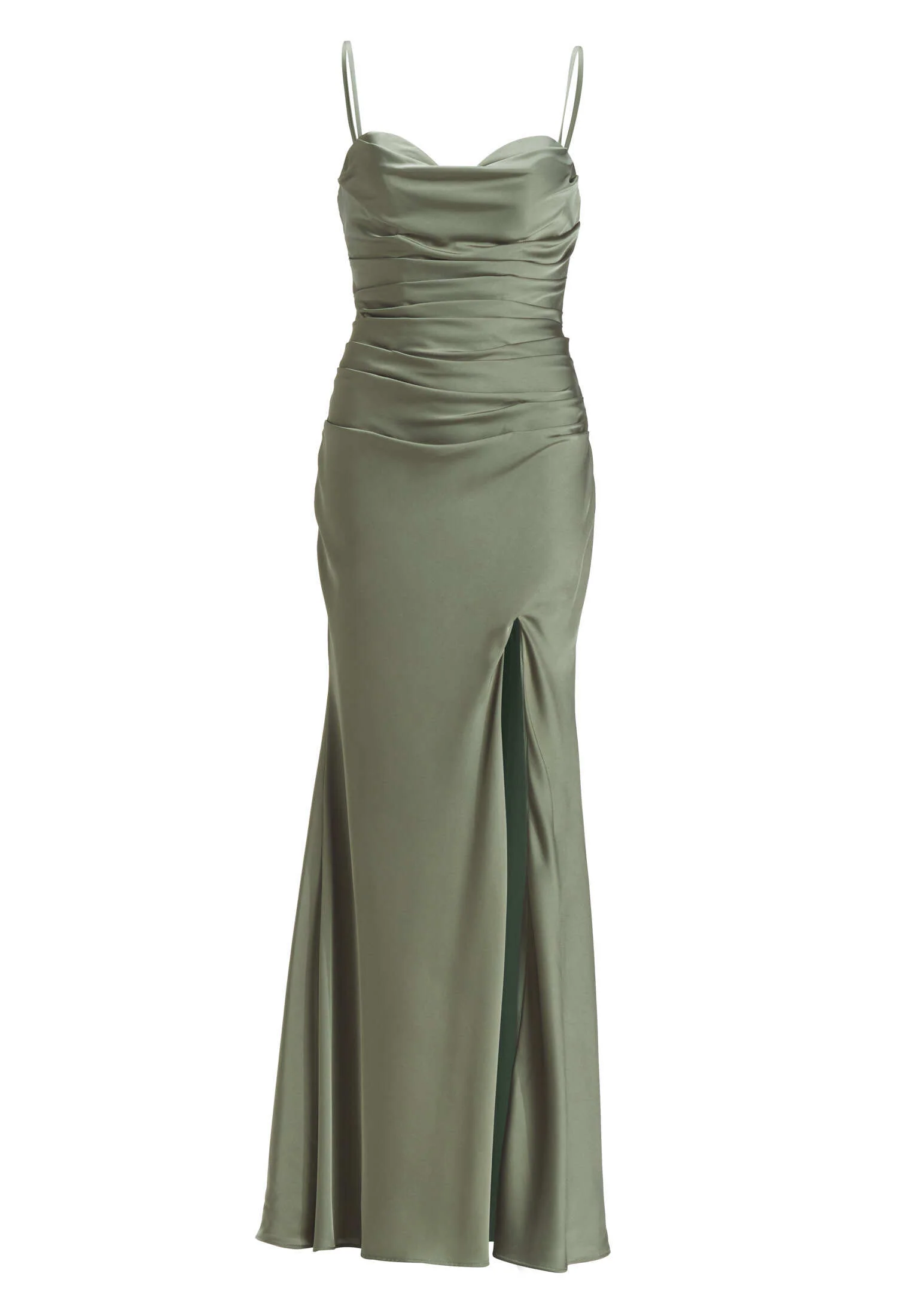 Figurbetontes Abendkleid mit Drapierung und Beinschlitz - Image 6